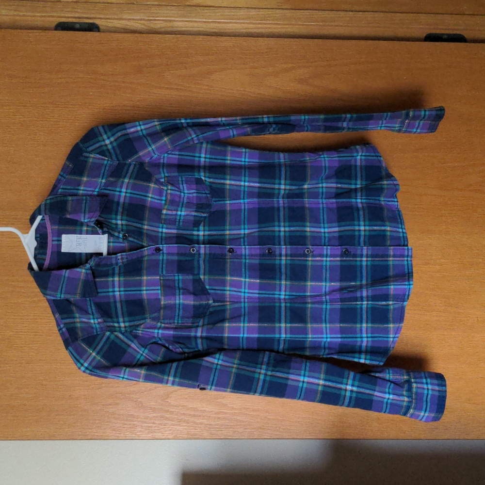 Grg plaid roll-sleeve button up shirt